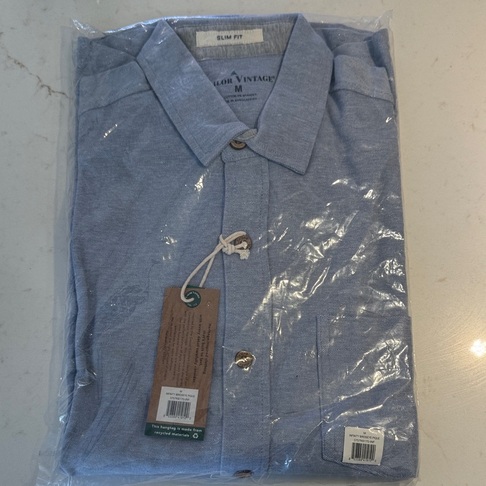 Men’s blue heathered button down shirt, Tailor Vintage